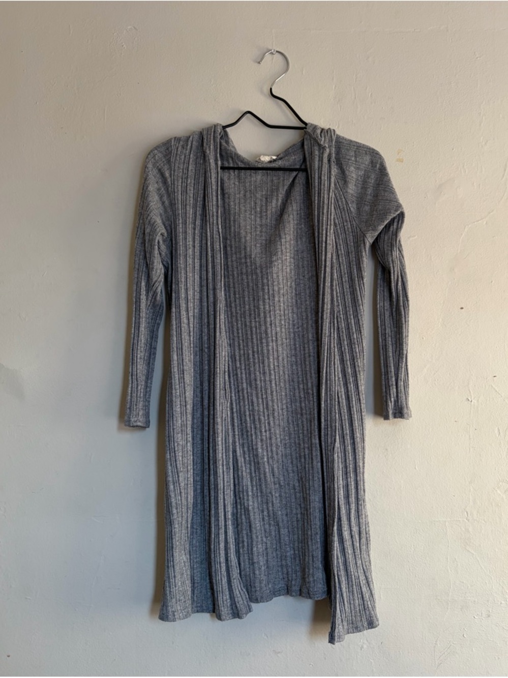 & Other Stories Ribbed Long Gray Hooded Cardigan